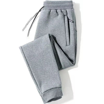2025 Male Elastic Waist Soft Warm Casual Ankle Band Zipper Pockets Trousers Men Drawstring Pants Loose Spring Fall Sweatpants