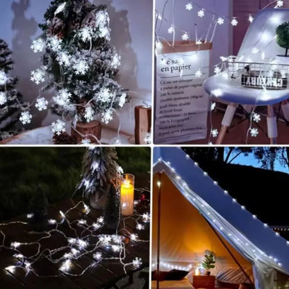 1pc LED Christmas Snowflake String Light Indoor Hanging Decorative Light Fairy Atmosphere Lamp for Wedding Party Battery Box/USB