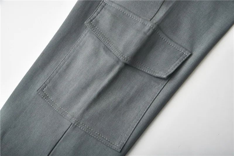 2022 New Solid Jogger Women's Cargo Pants Multi-Pocket Drawstring Elastic Waist Women Sports Pants Streetwear Casual Long Pant