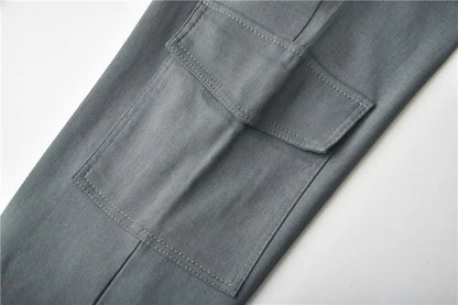 2022 New Solid Jogger Women's Cargo Pants Multi-Pocket Drawstring Elastic Waist Women Sports Pants Streetwear Casual Long Pant