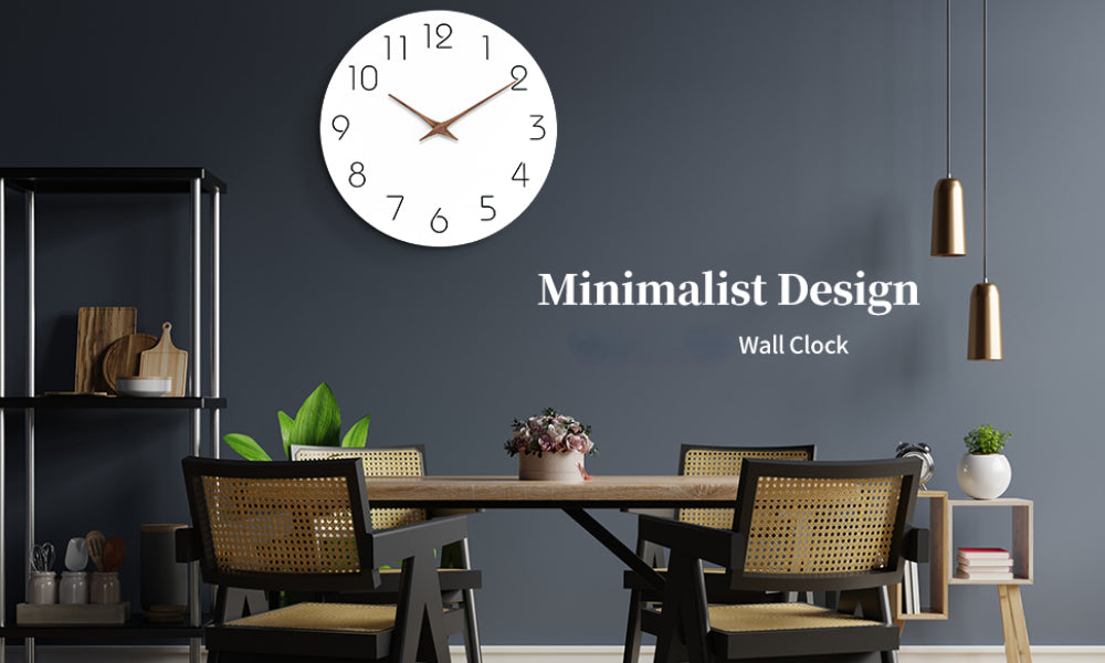 Wall Clock 12 Inch Silent Non Ticking Wood Wall Clocks Battery Operated Wooden White Modern Simple Minimalist Hanging Wall Clock