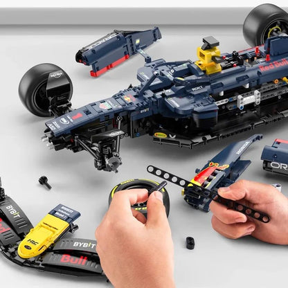 RASTAR 2509PCS 1:8 Technik F1 Redbull RB19 1. Max. Verstappen 11 Perez Racing Formula Blocos de Montar Modelo MOC Carro Tijolos Brinquedo