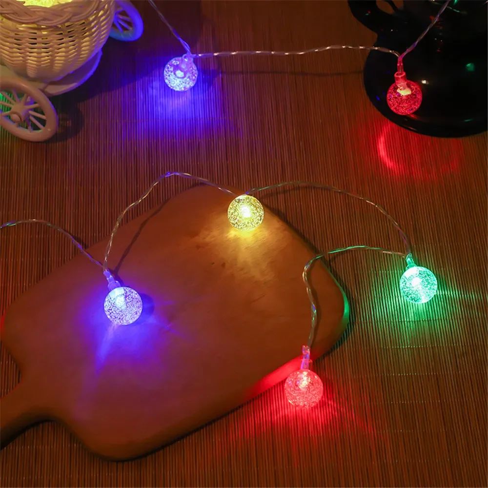 LED Bubble Ball String Lights Golden Glow Battery Operated Indoor Fairy Lights for Wedding Holidays New Year 2026 Decorations