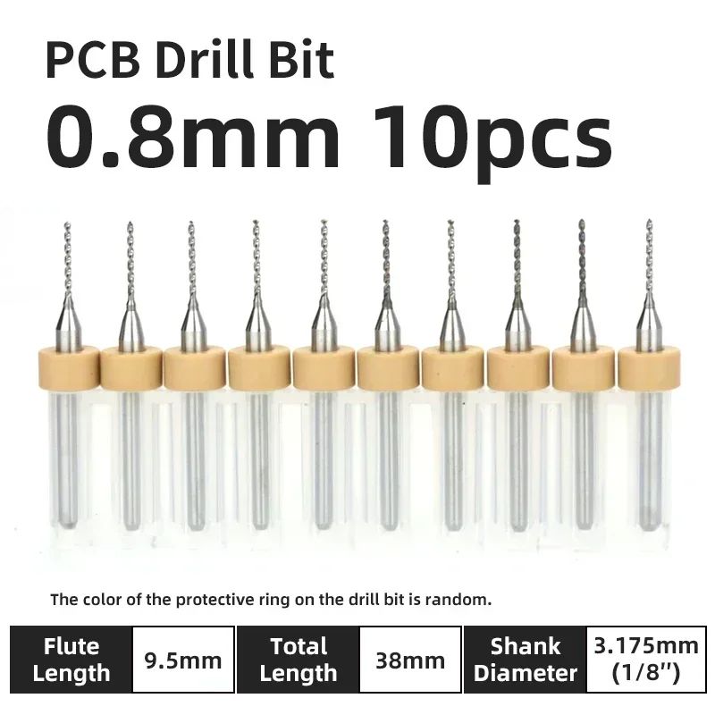Broca PCB 10pcs Conjunto de Brocas Micro Diâmetro de Aço Tungstênio 1/8" Cabo Fixo Mini Broca CNC 0.1-3.175mm