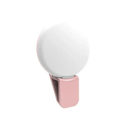 Luz de Anel LED para Celular Portátil Mini Durável Prática com Três Níveis de Brilho Fotografia em Círculo Clipe de Luz de Preenchimento