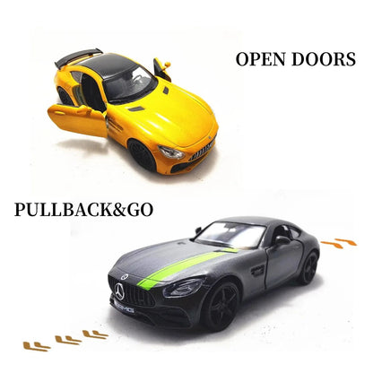 1:36 Escala Mercedes-Benz AMG GTS Modelo de Carro Réplica Veículo Diecast Miniatura Decoração de Interiores para Casa Escritório Presente de Natal Brinquedo para Crianças Meninos