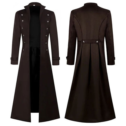 Medieval Men's Pirate Costume Steampunk Vintage Trench Coat Gothic Tuxedo Jacket Victorian Carnival Party Cosplay Jacket Coat