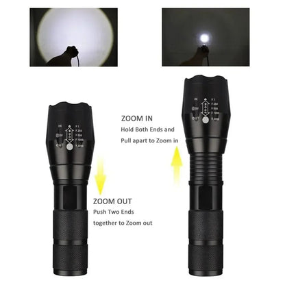 High Power T6 LED Flashlights Camping Torch 5 Light Modes Zoom Light Aluminum Alloys Waterproof Material External 18650 Battery