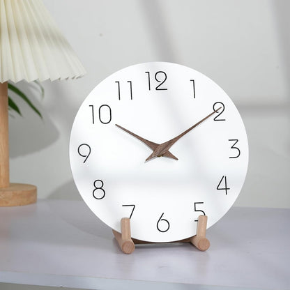 Wall Clock 12 Inch Silent Non Ticking Wood Wall Clocks Battery Operated Wooden White Modern Simple Minimalist Hanging Wall Clock