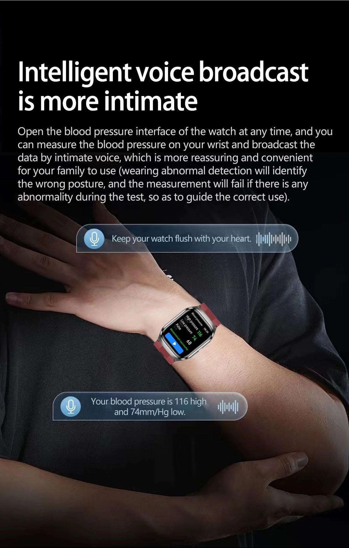 New Air Pump Airbag True Blood Pressure Health Measure Smart Watches Men Micro Physical Examination Fitness Sport SmartWatch NFC