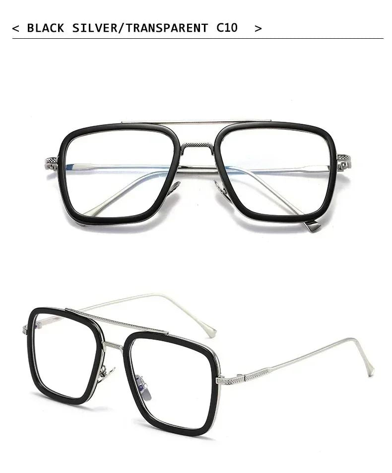 Fashion Tony Stark Sunglasses Iron Man Sun Glasses Vintage Square Metal Frames
