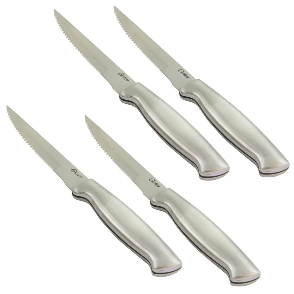 Conjunto de 4 Facas de Bife em Aço Inoxidável 4.5 Polegadas Lâminas Serrilhadas Resistente à Ferrugem Talheres de Cozinha Lavar à Mão