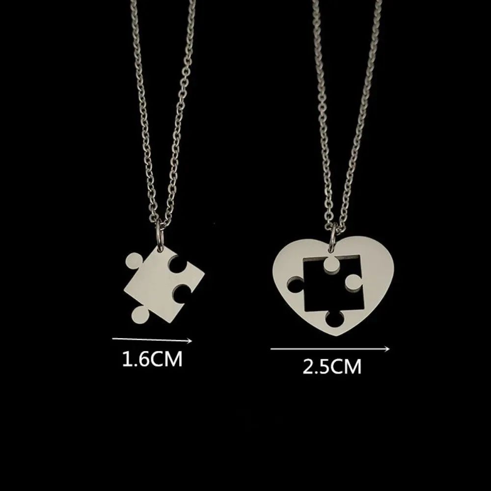 2 Colares para Casal com Pingente de Quebra-Cabeça de Coração "I Love You" com Chave e Cadeado para Namorados, Presente de Dia dos Namorados