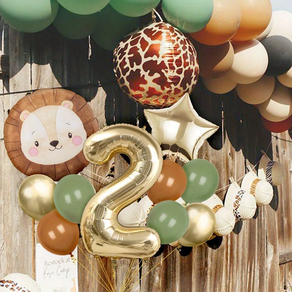 11pcs Cartoon Jungle Safari Animal Head Balloon Lion for Birthday Party Decor 40inch Platinum Digit Jungle Party Decoration Gift