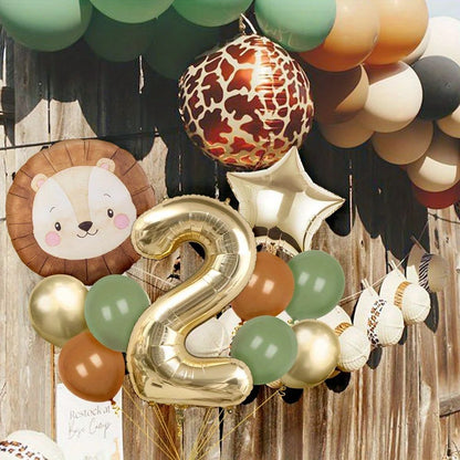 11pcs Cartoon Jungle Safari Animal Head Balloon Lion for Birthday Party Decor 40inch Platinum Digit Jungle Party Decoration Gift