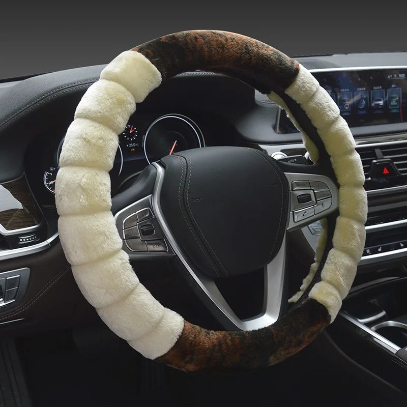 Capa De Volante De Carro De Pelúcia Super Macia De Inverno, Costura Criativa, Universal, Quente, De Pele Sintética No Volante
