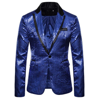 New Fashion Black Sequin Mens Shiny Suit Jacket One Button Blazer For Male Nightclub Singers Stage Dress Blazers Chaqueta Hombre