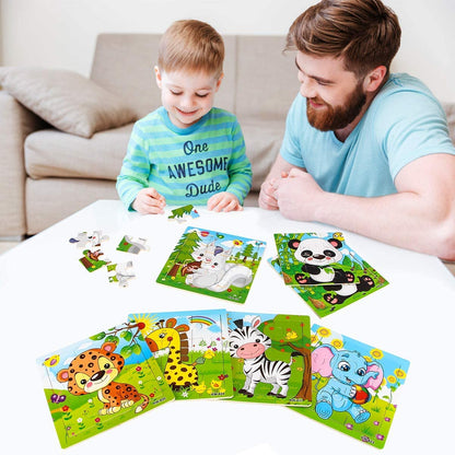 9/16 Jigsaw Puzzles for Kids Ages 2 3 4 5 Toddler Wooden Puzzle Preschool Educational Toys Set Animals Puzzle for Boys and Girls