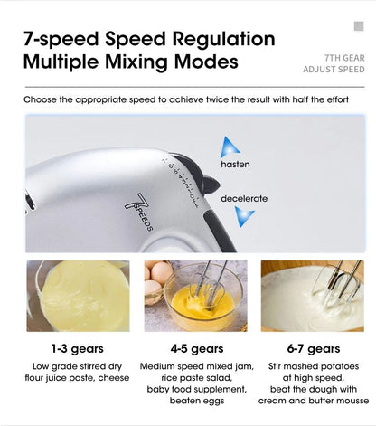 Handheld 7 Speed Automatic Electric Mixer Multi Functional for Food Egg Cream Cake Dough Mixing Baking Kitchen Home Use