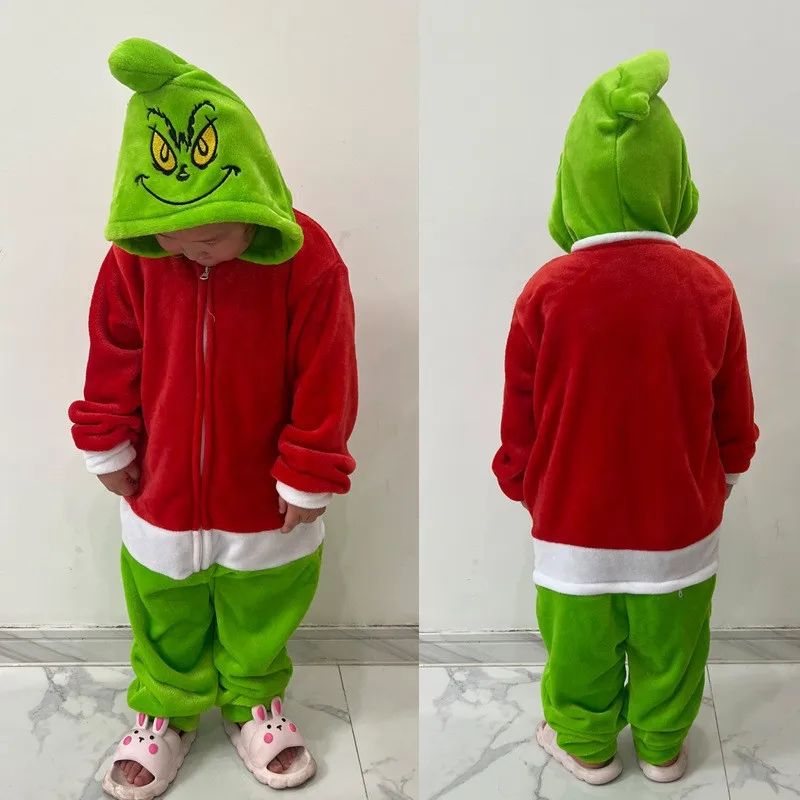 Halloween Cartoon Animal Onesie Pajamas Couple Hooded Plush Home Clothes Winter Warm Sleepwear Matching Family Outfits