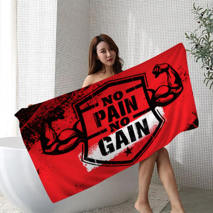 No Pain No Gain GYM Towel Microfiber Beach Towel Absorbent Quick dry Soft Yoga Swimming Resort Mountain Climbing Towel
