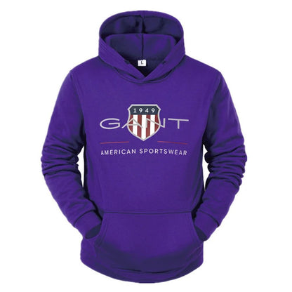 2025Solid Color Men's Hoodie Warm Men's Sweatshirt Fashion Street Casual Men's Loose Cool Sa 1949 Printed Pullover Brand Hoodie