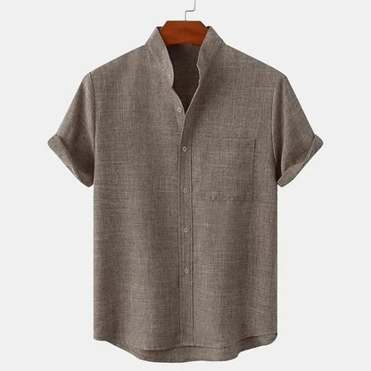 FEGKZLI Men's Fashion Short Sleeve 100% Cotton Linen Shirt Casual Oversized Loose Beach Shirts