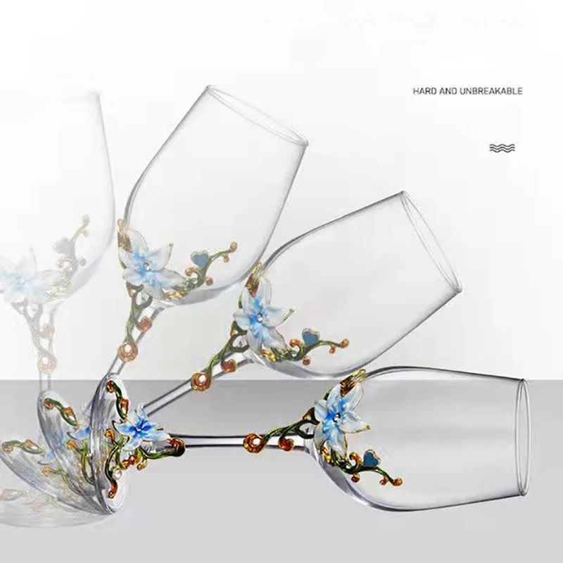Taças de Cristal Criativas com Esmalte para Champagne Conjunto de Taças de Luxo Taças de Vinho Taça Vintage para Beber