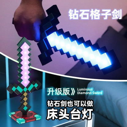 Minecraft Diamond Sword LED Night Light 3D Gamer Desk Lamp USB Charging Glowing Toys for Kids Room Decor, Birthday Gift for Boys