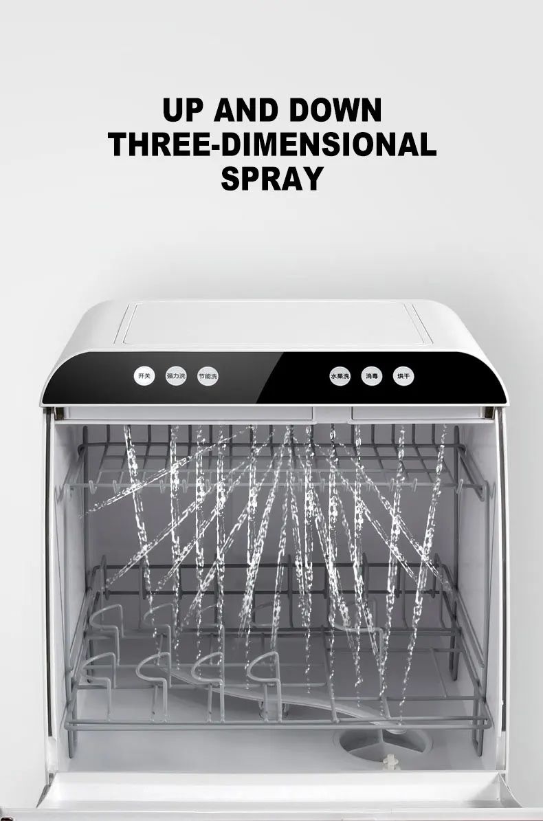 Portable Mini Dishwasher Countertop Automatic Tableware Washer Sterilizer Smart Kitchen Appliance for Home Office Compact