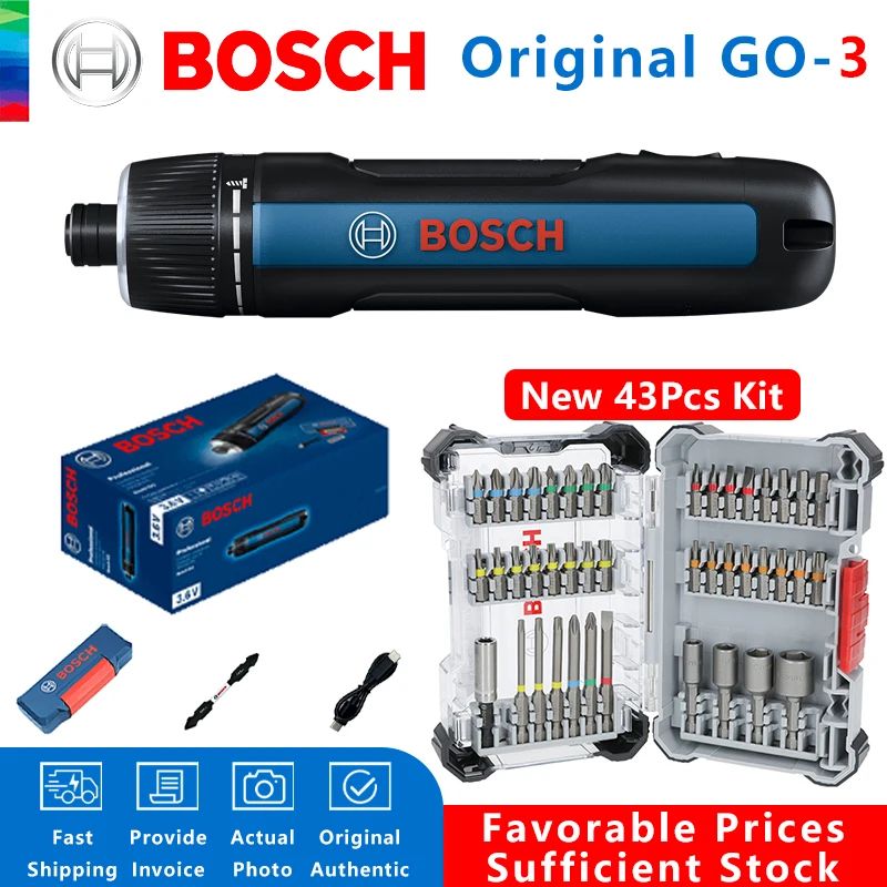 Parafusadeira sem fio BOSCH GO 3 3.6V Bateria de íon de lítio Recarregável Furadeira sem fio com caixa Conjunto de ferramentas profissionais Bosch go3