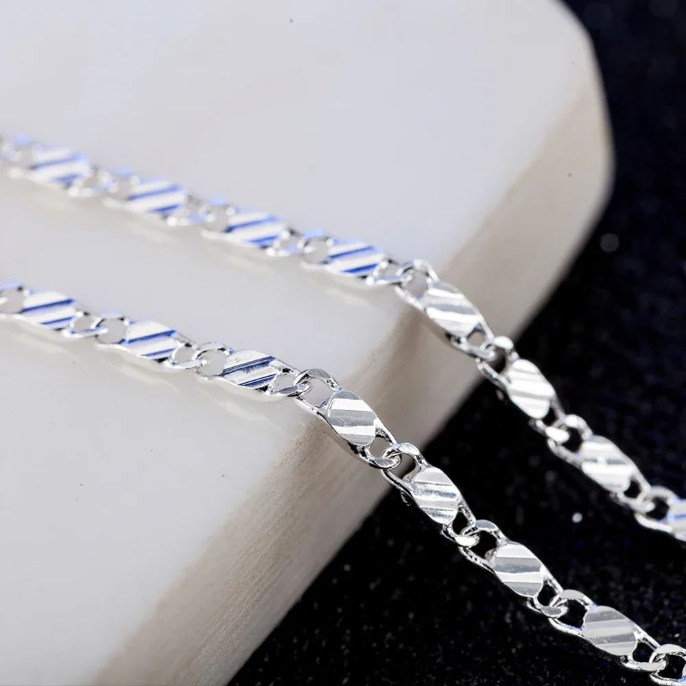 Men Women 2mm Flat Clavicle Chain Necklace S925 Sterling Silver Hypoallergenic Never Fade Multi Size 40-75cm Minimalist Fine Jewelry Gift Christmas Wedding Birthday Anniversary Wholesale