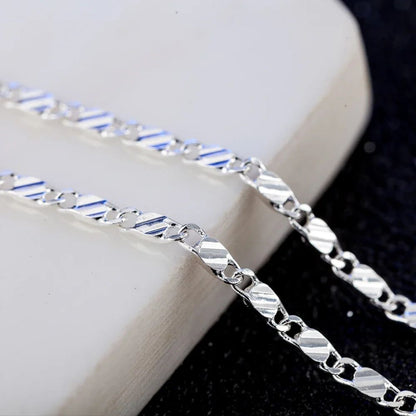 Men Women 2mm Flat Clavicle Chain Necklace S925 Sterling Silver Hypoallergenic Never Fade Multi Size 40-75cm Minimalist Fine Jewelry Gift Christmas Wedding Birthday Anniversary Wholesale