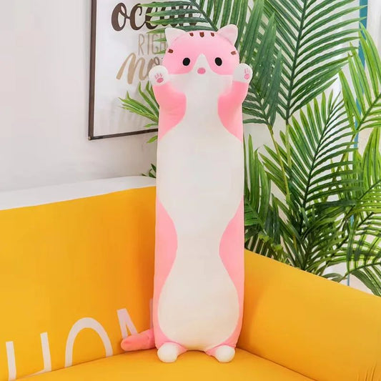 Long Cat Plush Body Pillow Creative Cute Animal Stuffed Cushion Soft Sofa Decorative Throw Pillow Large Sleeping Cushion Decor