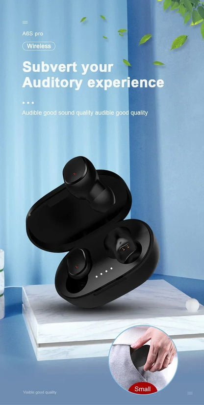 Original A6S TWS Headset Wireless Earphones Bluetooth Headphones Sport Stereo Fone Bluetooth Earbuds