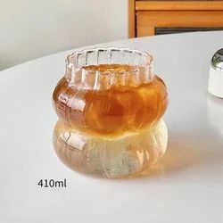 Copo de Vidro Resistente ao Calor, Tumbler, Transparente, para Chá, Suco, Leite, Caneca de Café, Copos de Água para Casa, Caneca Listrada 410/530ml