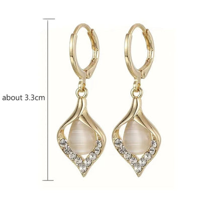 Brincos de argola Fashion Angel Eye banhados a ouro com strass embutidos e pétalas de tulipa para festa feminina