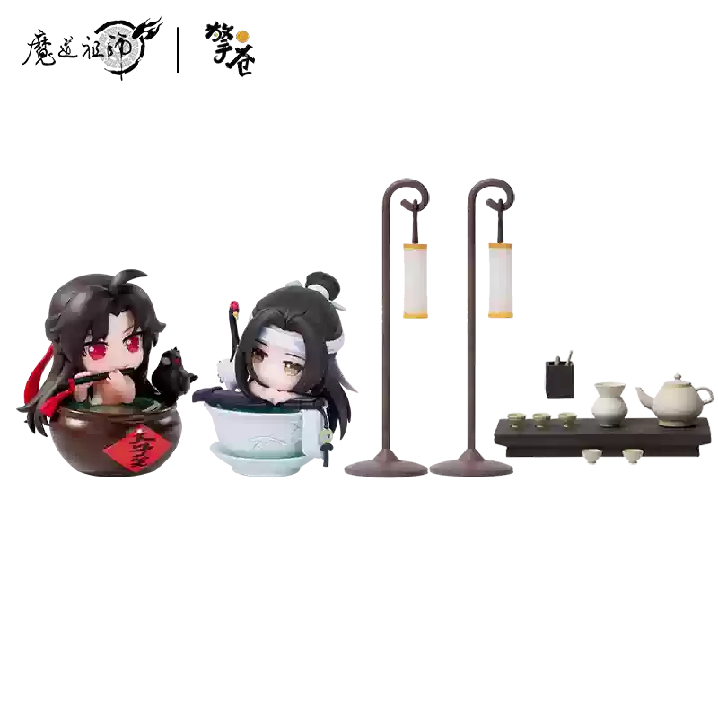 Mo Dao Zu Shi Versão Q Oficial de "Jade Cup Flowing Light" Wei Wuxian Lan Wangji Anime Periférico Enfeites Action Figurine