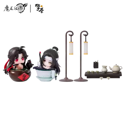 Mo Dao Zu Shi Versão Q Oficial de "Jade Cup Flowing Light" Wei Wuxian Lan Wangji Anime Periférico Enfeites Action Figurine