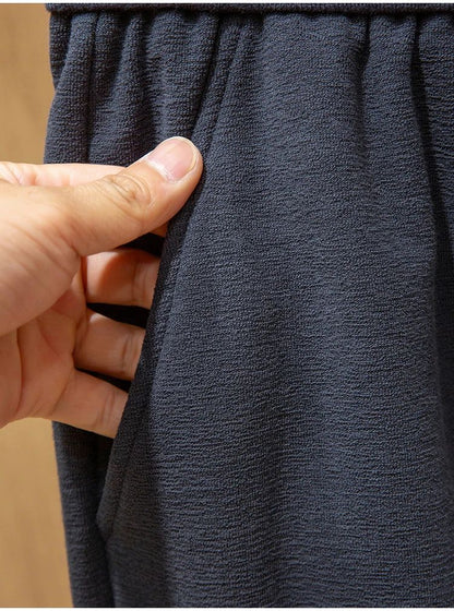 LP high-grade custom-woven cotton fabric summer men's casual elastic waist drawstring sports shorts