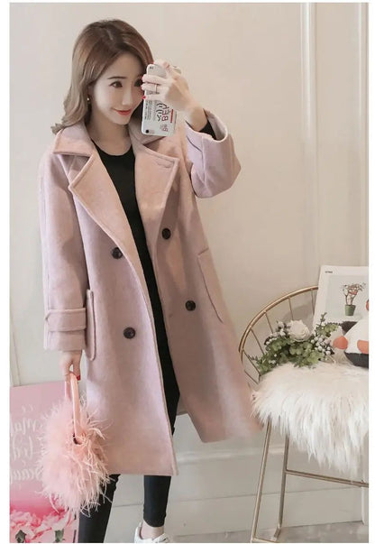 Fashionable Woolen Coat Women's Mid-Length Korean Style Hot Sale Of The Season New Spring Autumn Slimming Versatile Tweed Jacket