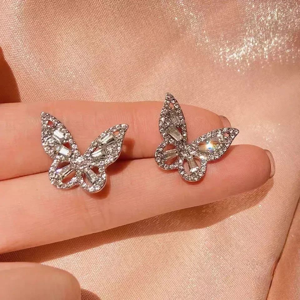 Brincos de Borboleta com Flores Coloridas, Conjunto de Sete Peças para Mulheres, Acessório Diário Personalizado, Joias de Festa, Presentes de Aniversário