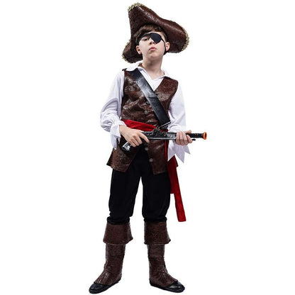 Halloween Costume Boys Pirate Cosplay Pirate Captain Jack Sparrow  Purim Christmas Party Luxury Buccaneer Outfits R