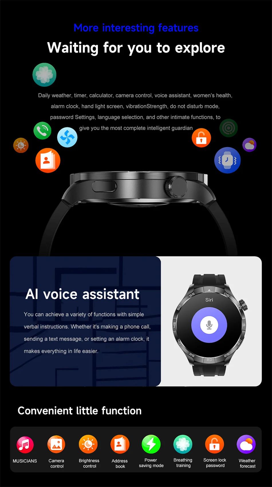 2026 Smartwatch com Display AMOLED Sempre Ativo, NFC, Chamada Bluetooth, Trajetória GPS, Impermeável, Saúde e Esporte, para Homens, Compatível com Android e iOS