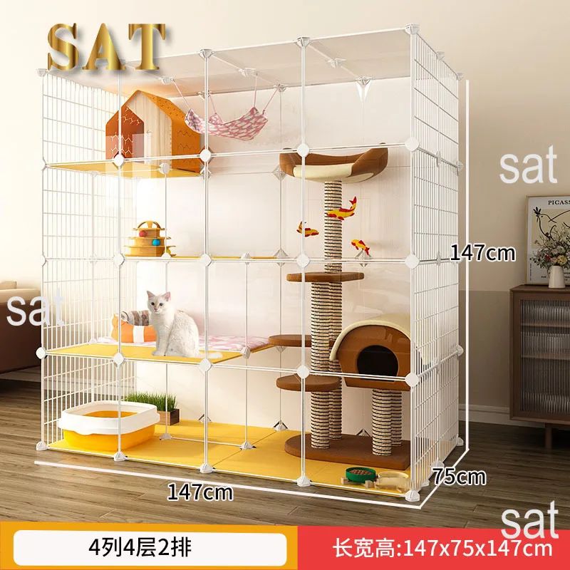 -Luxury Cat Cage Home Indoor Livingroom Balcony Cats Villa Super Large Free Space Kitten Pet House with Climbing Frame