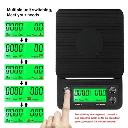 1 peça 3kg 5kg Balança de Café Gotejamento com Timer Balança de Cozinha Digital Eletrônica Portátil Balanças Eletrônicas de Alta Precisão LCD