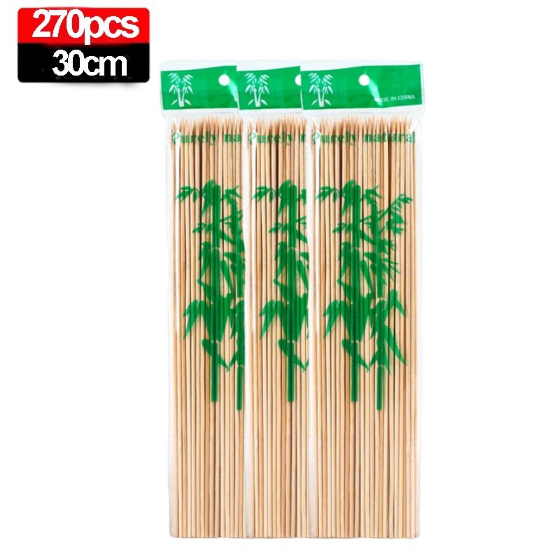 270/90PCS Disposable Food Sticks Bamboo Skewer Stick Wood Long Thick Rattan Sticks for Party Buffet Food Fruit Barbecue Tools