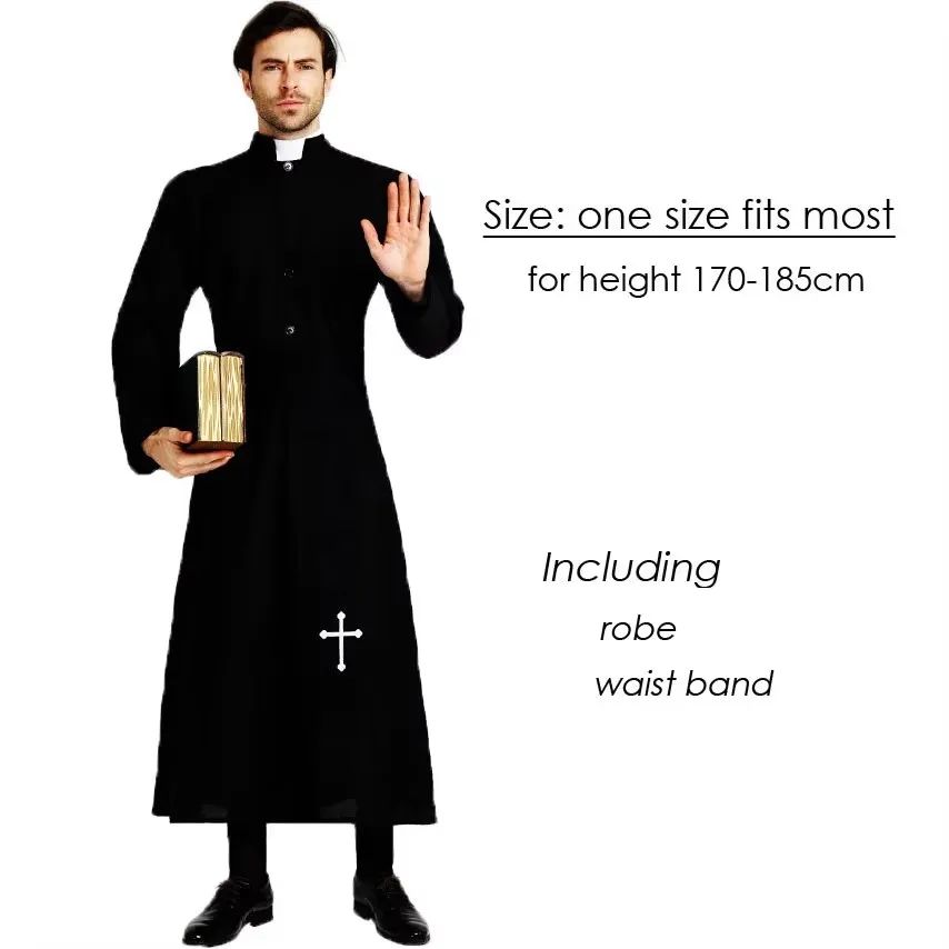 Easter Purim Halloween Costume for Men Father Priest Bishop Costumes Christian Pastor Clergyman Cosplay