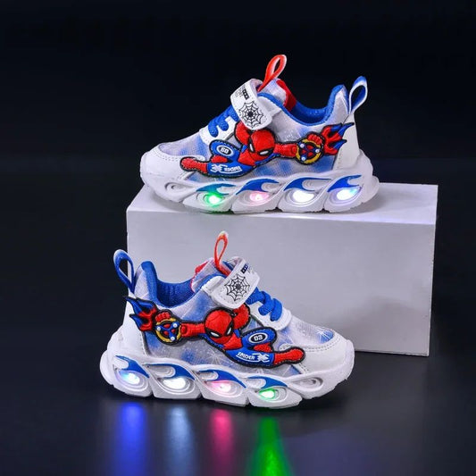 Disney Fashion Spiderman Baby Boys Spring/Autumn Lighted Trendy Kids Boy Sports Casual Children's Sneakers