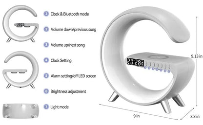 Caixa de Som Bluetooth Multifuncional BIG G Luz Noturna RGB Carregador Sem Fio Rápido Suporte para iPhone Samsung Xiaomi Estação de Carregamento